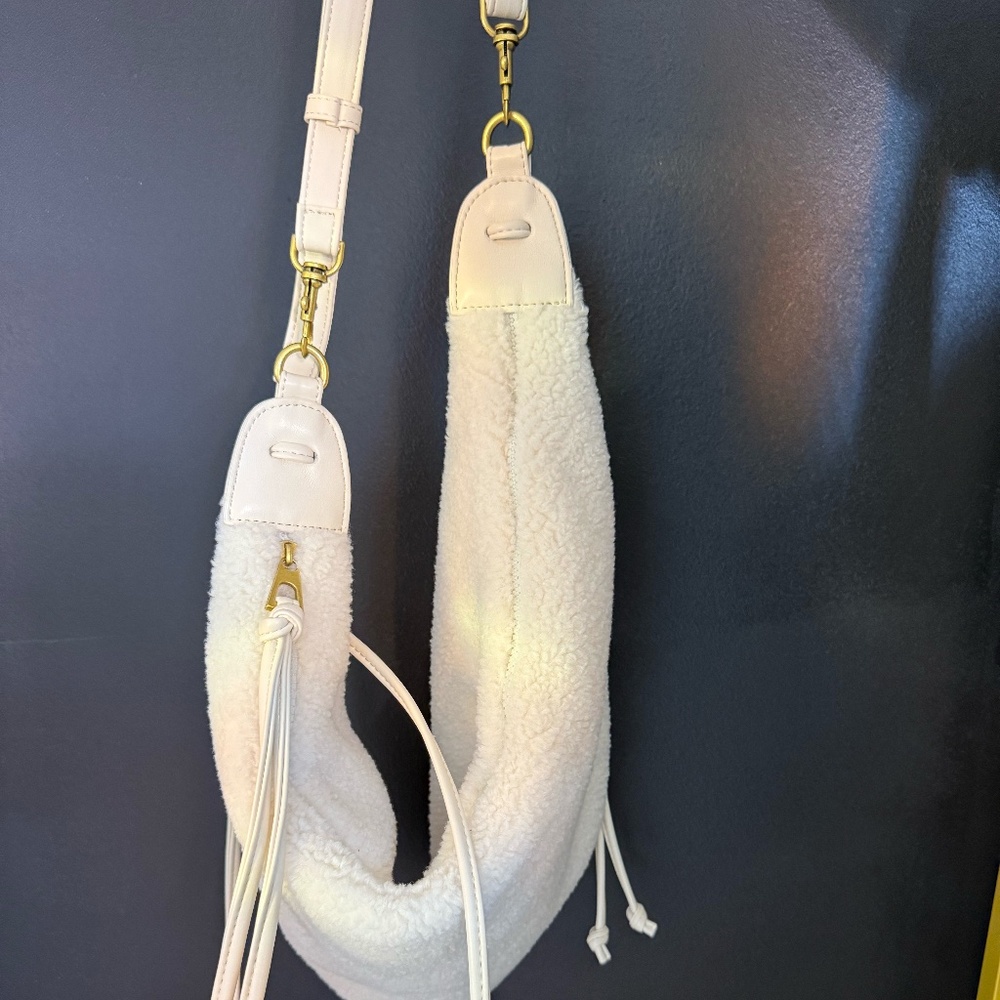 White Sherpa Crossbody Bag – New Without Tags